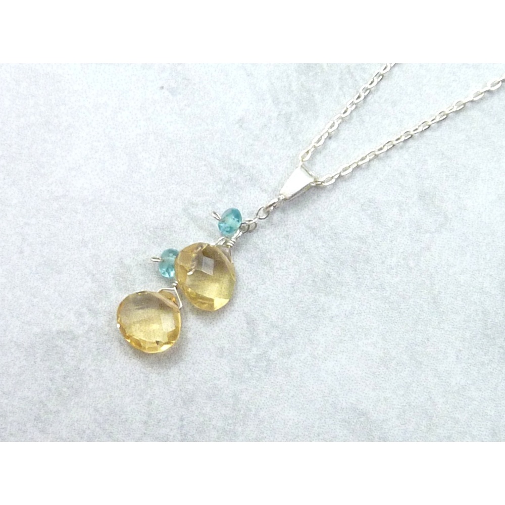 Vacation Blue Yellow .925 Sterling SIlver Necklace